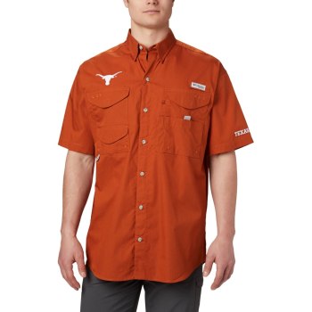 Columbia Overhemd Heren, PFG Bonehead Short Sleeve - Texas Bordeaux, 31PNMOVLC